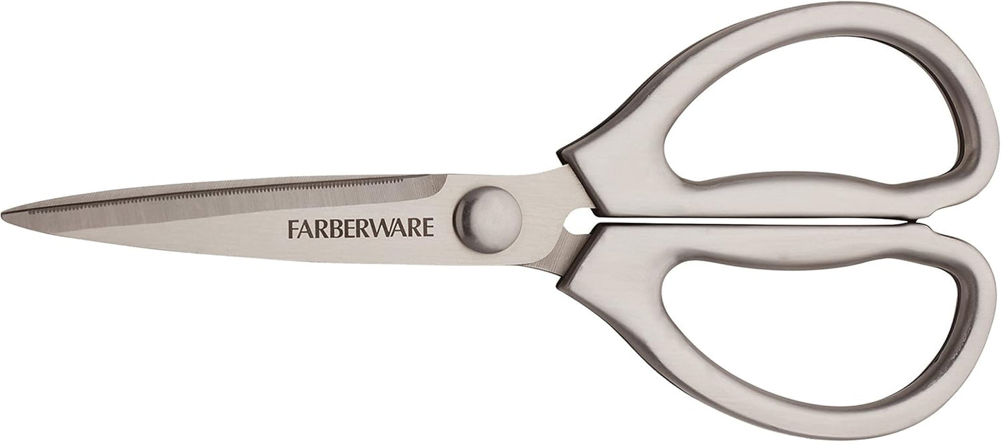 All Purpose High Carbon Stainless Steel Shears with Contoured Handles, Silver