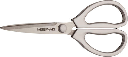 All Purpose High Carbon Stainless Steel Shears with Contoured Handles, Silver