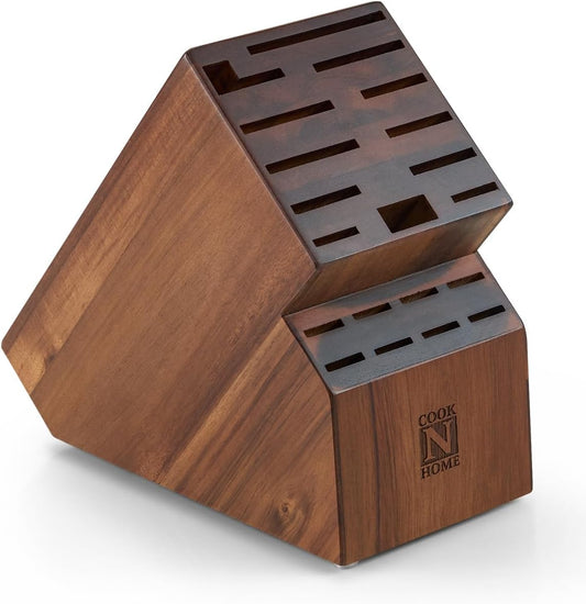 Basics, Acacia Wood Cutlery Storage Block without Knives, Universal Knife Holder Countertop Butcher Block Knife Stand for Easy Kitchen Storage, 20-Slot