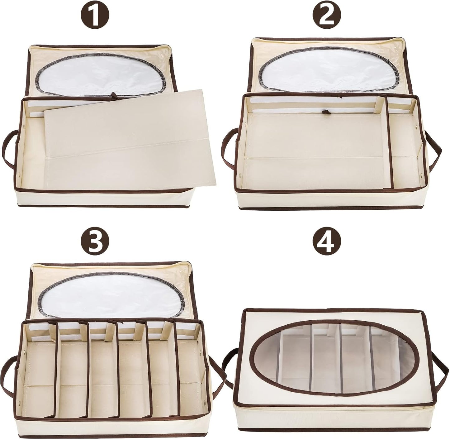 Silverware Organizer with Zipper Lid, 16.5"×10.6"×3.5" Flatware Storage Box with Adjustable Dividers and Handles, Portable Cutlery Holder Utensil Case for Spoon, Fork, Knife, 6 Compartment
