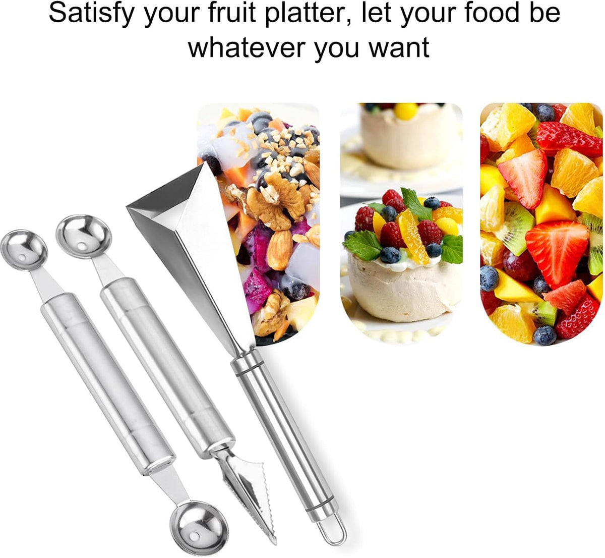 Fruit Carving Knife, 2 Pack Fruit Cutter, Stainless Steel Vegetable Carving Tools, Triangular Shape DIY Carving Knives for Home Kitchen Platter Tray Decoration（Silver）