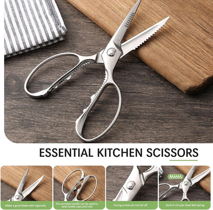 Heavy Duty Kitchen Scissors, Kitchen Shears for Meat, Chicken, Fish, Poultry, Herb and Bread - Stainless Steel Detachable All Purpose Cooking Shears, Dishwasher Safe