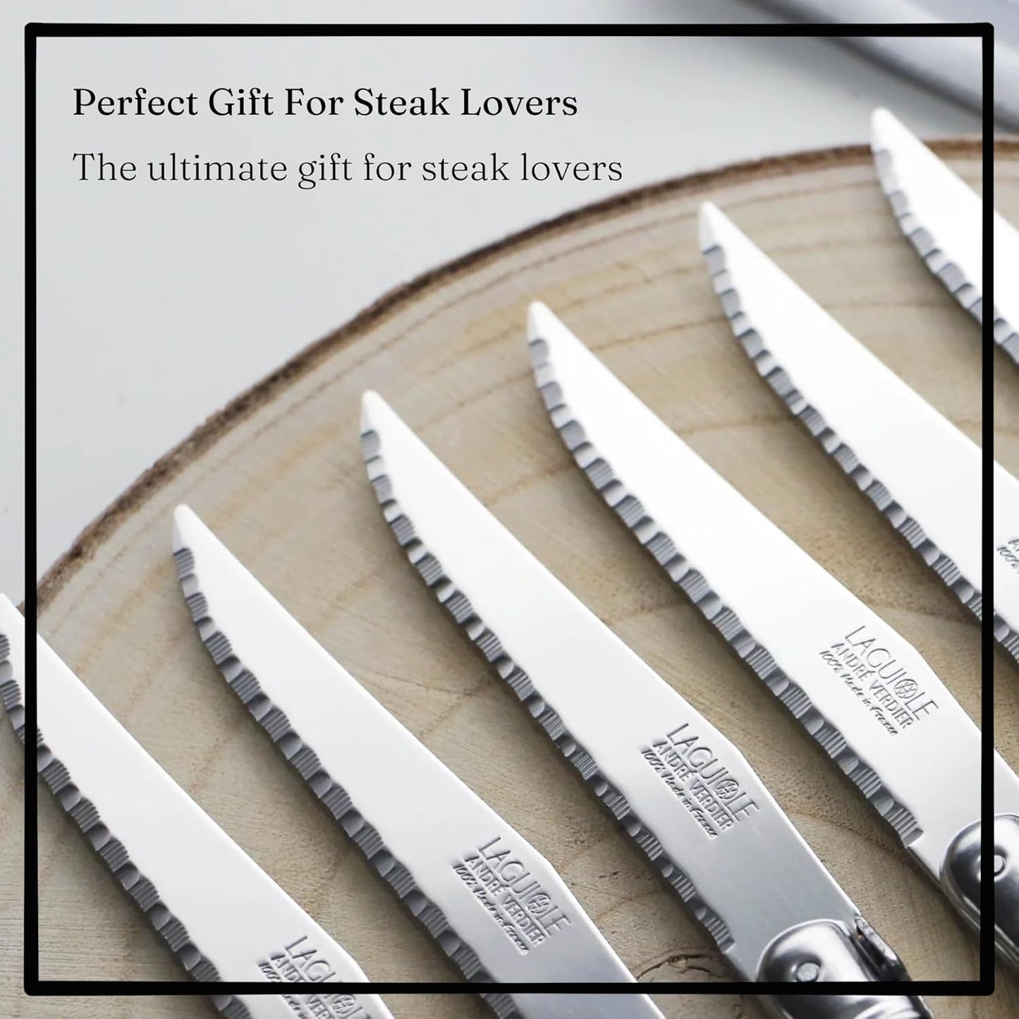 Laguiole 6-Piece Steak Knife Set Debutant Collection Stainless-Steel and Resin Handle in Ivory