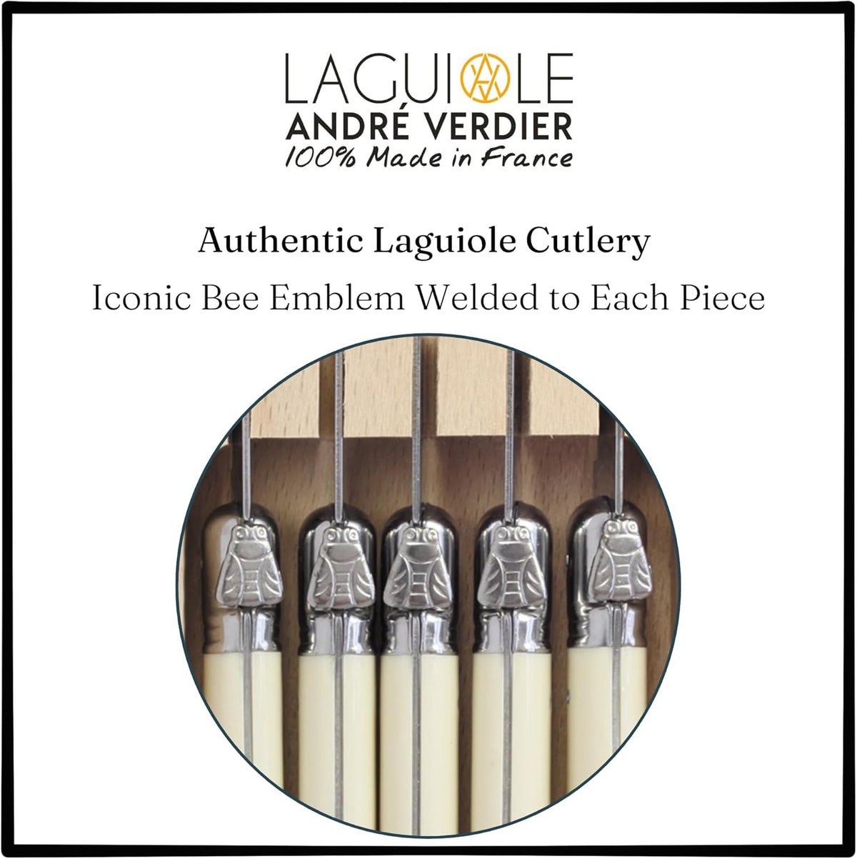 Laguiole 6-Piece Steak Knife Set Debutant Collection Stainless-Steel and Resin Handle in Ivory