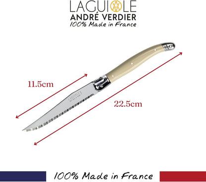 Laguiole 6-Piece Steak Knife Set Debutant Collection Stainless-Steel and Resin Handle in Ivory