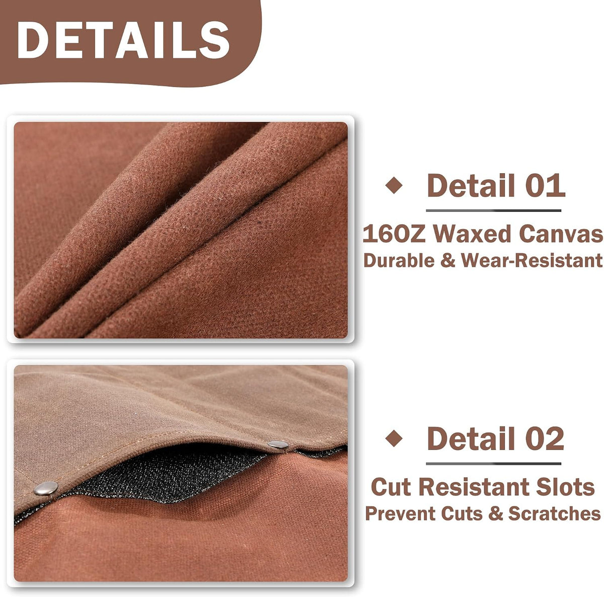 16OZ Waxed Canvas Knife Roll Bag - Heavy Duty Chef Knife Carrier with 4 Slots + Cut-Proof Protection, Stylish Two-Color Design in Brown & Grey for Chefs (20.5" x 16.5")