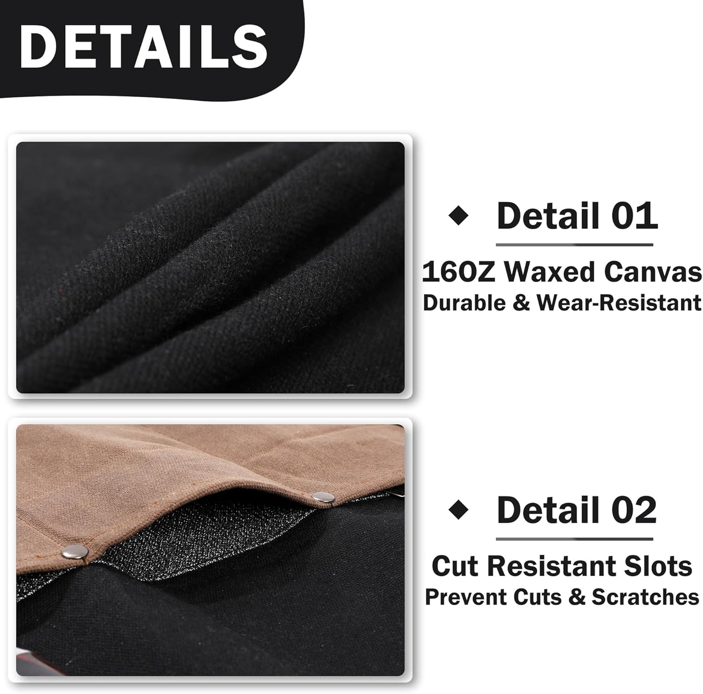 16OZ Waxed Canvas Knife Roll Bag - Heavy Duty Chef Knife Carrier with 4 Slots + Cut-Proof Protection, Stylish Two-Color Design in Brown & Grey for Chefs (20.5" x 16.5")
