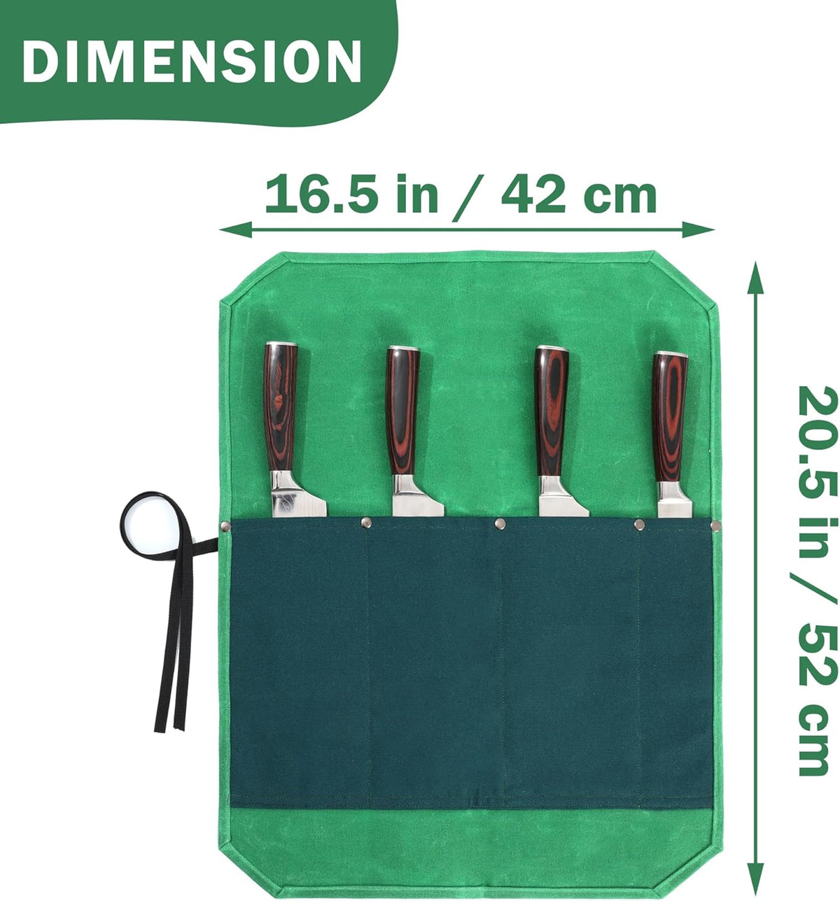 16OZ Waxed Canvas Knife Roll Bag - Heavy Duty Chef Knife Carrier with 4 Slots + Cut-Proof Protection, Stylish Two-Color Design in Brown & Grey for Chefs (20.5" x 16.5")