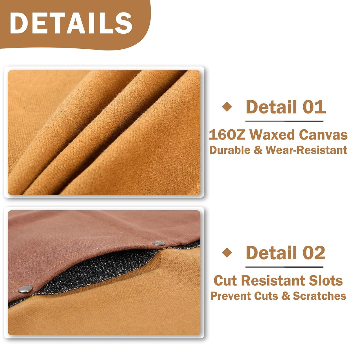16OZ Waxed Canvas Knife Roll Bag - Heavy Duty Chef Knife Carrier with 4 Slots + Cut-Proof Protection, Stylish Two-Color Design in Brown & Grey for Chefs (20.5" x 16.5")