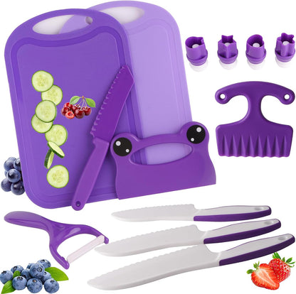 Montessori Kids Knife Set for Real Cooking – Safe Kitchen Tools, Toddler Cooking Toys for Ages 4-10, Birthday Gift for Girls & Boys, Educational Cutting Set