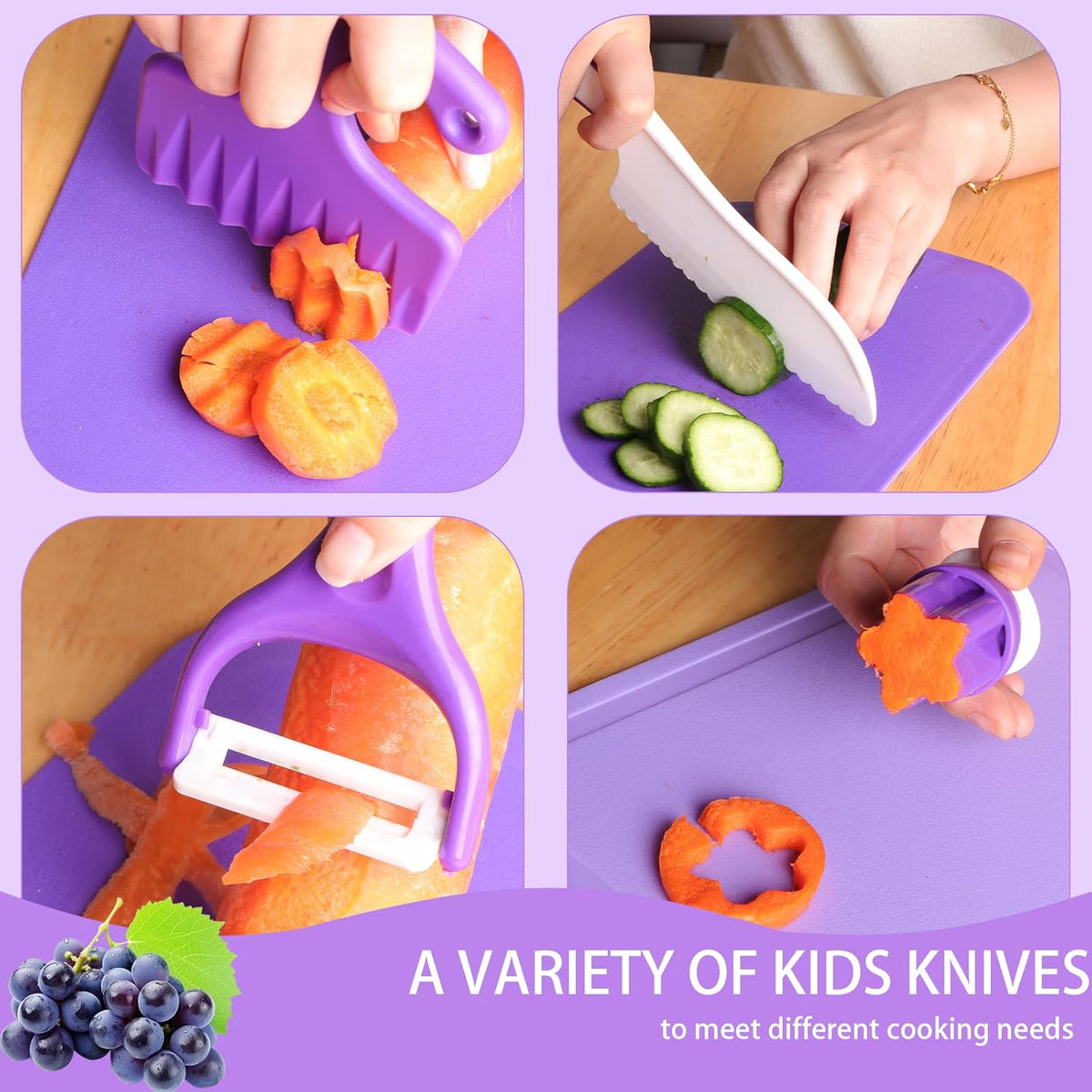 Montessori Kids Knife Set for Real Cooking – Safe Kitchen Tools, Toddler Cooking Toys for Ages 4-10, Birthday Gift for Girls & Boys, Educational Cutting Set