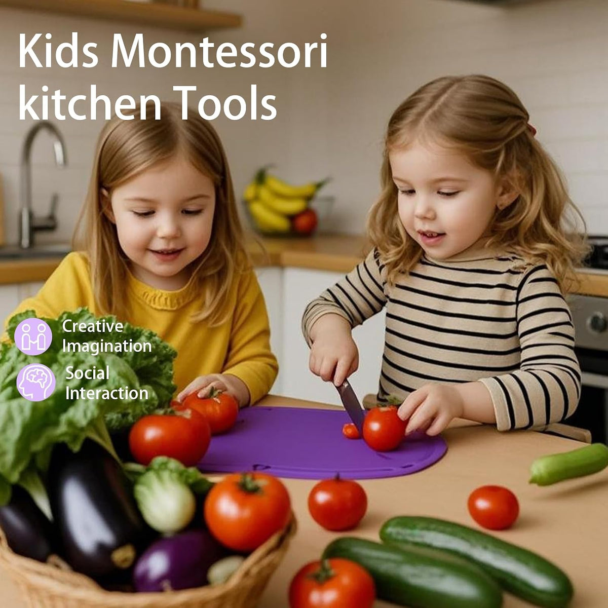 Montessori Kids Knife Set for Real Cooking – Safe Kitchen Tools, Toddler Cooking Toys for Ages 4-10, Birthday Gift for Girls & Boys, Educational Cutting Set