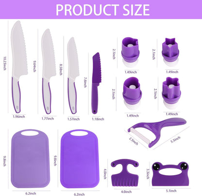 Montessori Kids Knife Set for Real Cooking – Safe Kitchen Tools, Toddler Cooking Toys for Ages 4-10, Birthday Gift for Girls & Boys, Educational Cutting Set