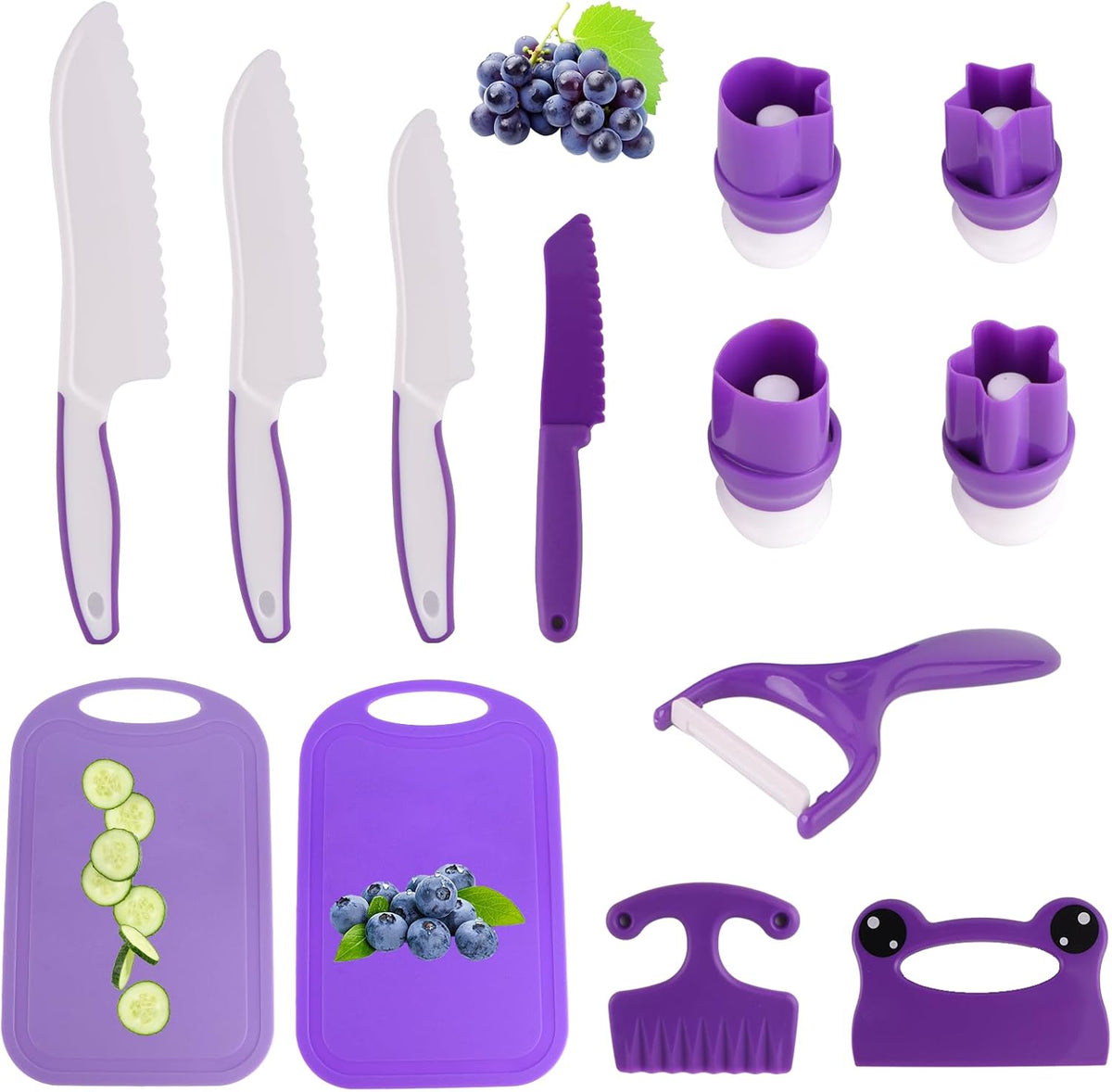 Montessori Kids Knife Set for Real Cooking – Safe Kitchen Tools, Toddler Cooking Toys for Ages 4-10, Birthday Gift for Girls & Boys, Educational Cutting Set