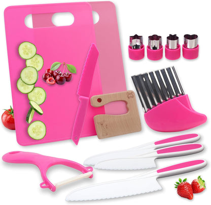 Montessori Kids Knife Set for Real Cooking – Safe Kitchen Tools, Toddler Cooking Toys for Ages 4-10, Birthday Gift for Girls & Boys, Educational Cutting Set