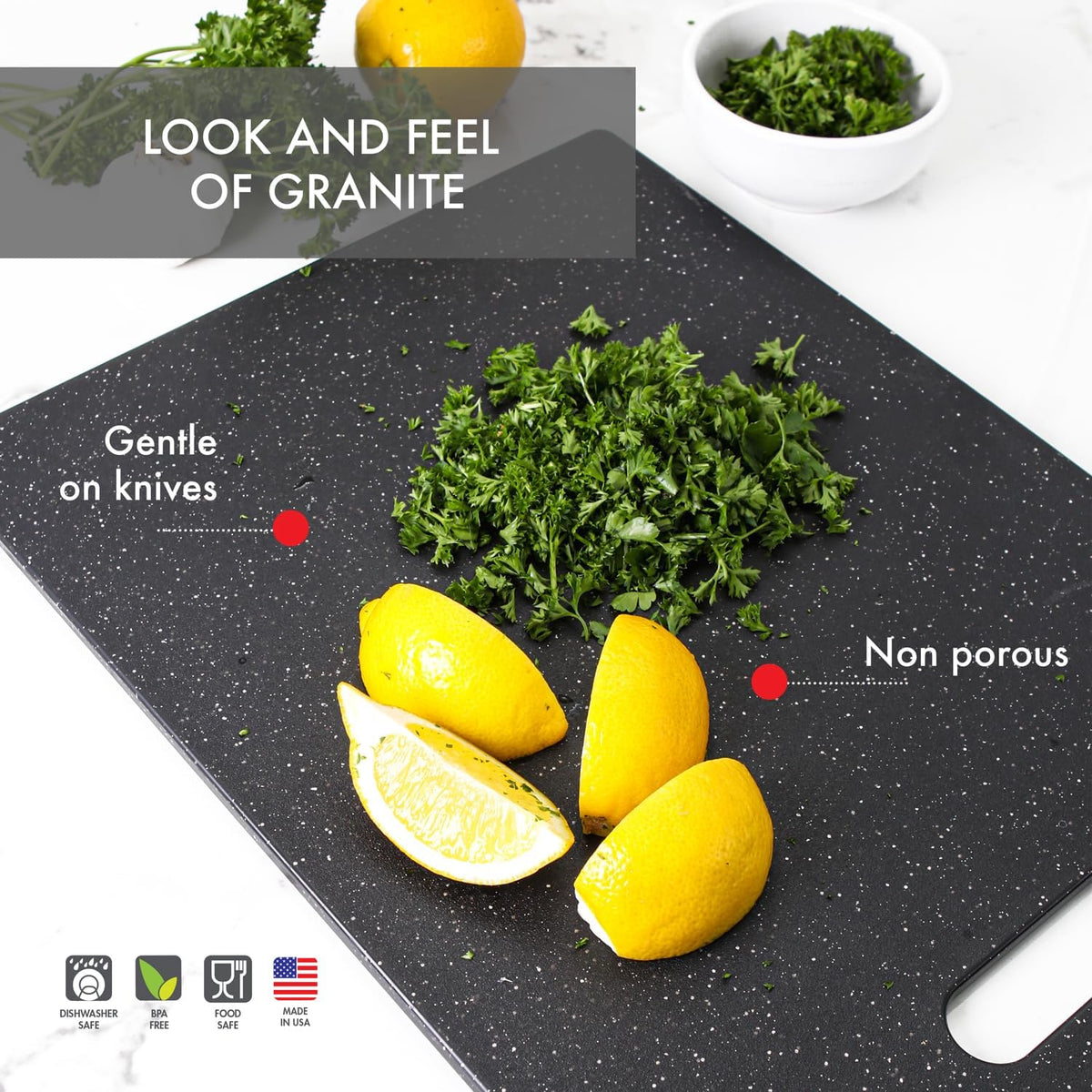 Superboard Pastry Board and Cutting Boards, Set of Two, Midnight Granite Color