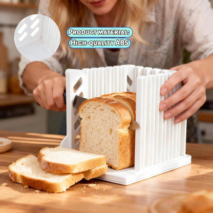 Bread Slicer for Homemade Breads, Toast Slicer, Adjustable Thickness Slicing Guide, Foldable Portable Bread Cutter Suitability for Homemade Breads, Bagels, Loafs, Cakes - Kitchen Baking Tool