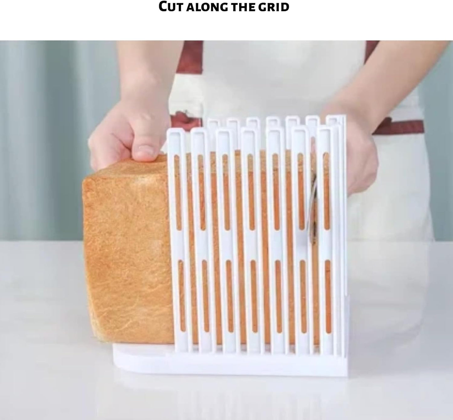 Bread Slicer for Homemade Breads, Toast Slicer, Adjustable Thickness Slicing Guide, Foldable Portable Bread Cutter Suitability for Homemade Breads, Bagels, Loafs, Cakes - Kitchen Baking Tool