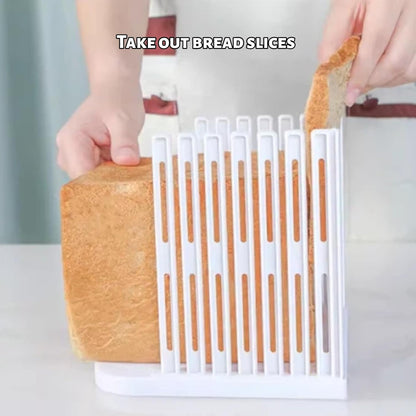 Bread Slicer for Homemade Breads, Toast Slicer, Adjustable Thickness Slicing Guide, Foldable Portable Bread Cutter Suitability for Homemade Breads, Bagels, Loafs, Cakes - Kitchen Baking Tool