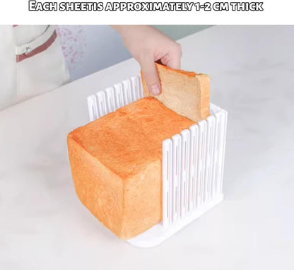 Bread Slicer for Homemade Breads, Toast Slicer, Adjustable Thickness Slicing Guide, Foldable Portable Bread Cutter Suitability for Homemade Breads, Bagels, Loafs, Cakes - Kitchen Baking Tool