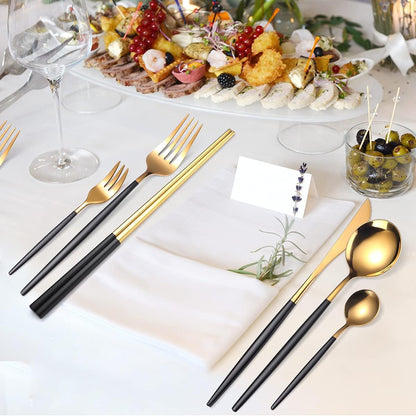 8 Pieces Stainless Steel Flatware Set Portable Reusable Cutlery Set Travel Utensils Set Including Chopsticks Knife Fork Spoon Straws Cleaning Brush Dishwasher Safe (Pink Golden)