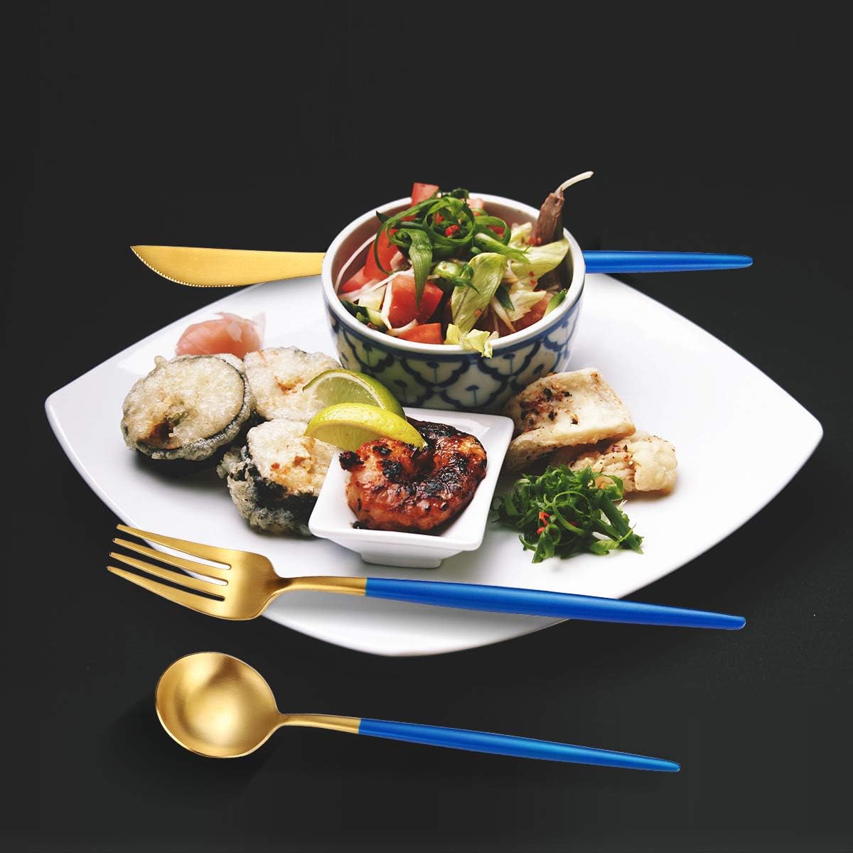 8 Pieces Stainless Steel Flatware Set Portable Reusable Cutlery Set Travel Utensils Set Including Chopsticks Knife Fork Spoon Straws Cleaning Brush Dishwasher Safe (Pink Golden)