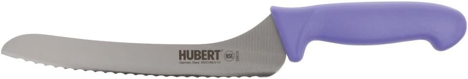 Offset Bread Knife with Purple Polypropylene Handle - 9" L Blade