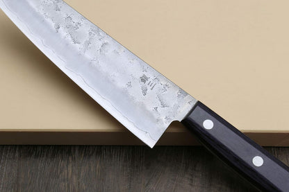 Yoshihiro Stainless Clad Nashiji Ginsan High Carbon Stain Resistant Steel Santoku Multipurpose Knife (7'' (180mm) & Saya)