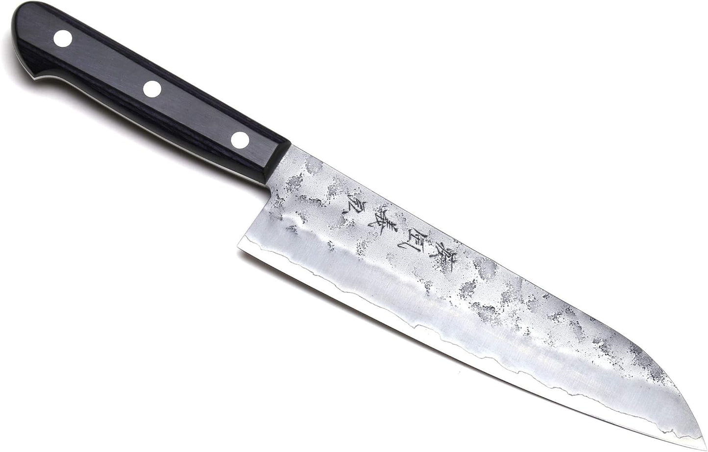 Yoshihiro Stainless Clad Nashiji Ginsan High Carbon Stain Resistant Steel Santoku Multipurpose Knife (7'' (180mm) & Saya)