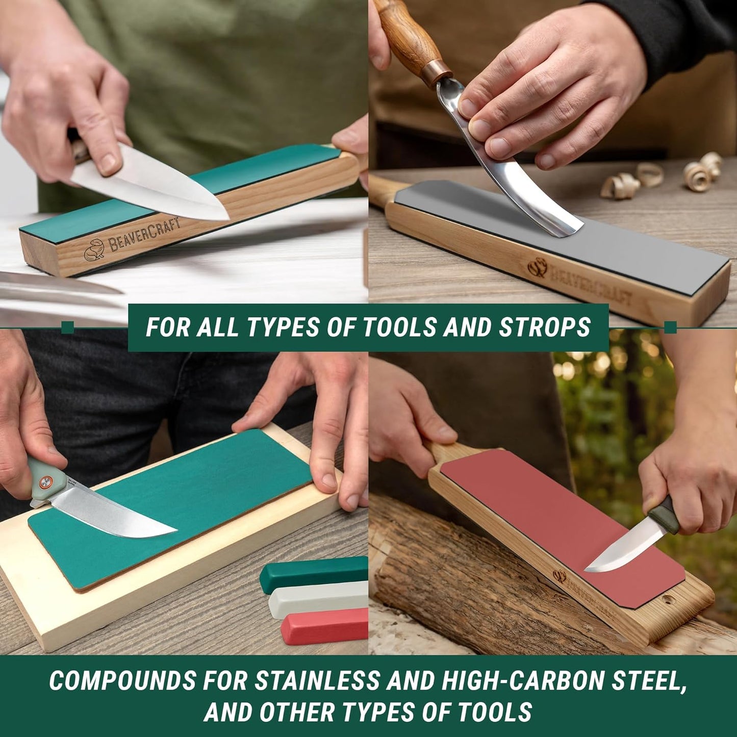 Stropping Compound Kit for Leather Strop - Buffing Compound for Knife Polishing - Red White Green Polishing Compounds P03
