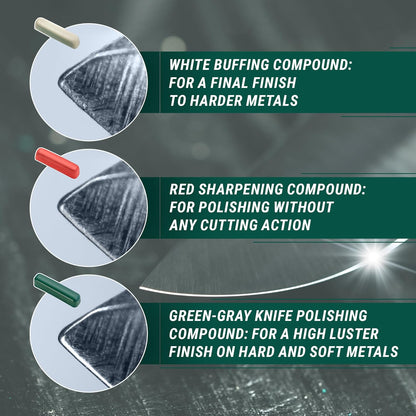 Stropping Compound Kit for Leather Strop - Buffing Compound for Knife Polishing - Red White Green Polishing Compounds P03
