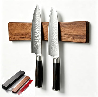 12 Inch Magnetic Knife Strip, Acacia Wood Knife Magnetic Holder | Wall & Refrigerator Mount, No Drilling Adhesive, Strong Magnetic Strip, Kitchen Utensil & Tool Organizer