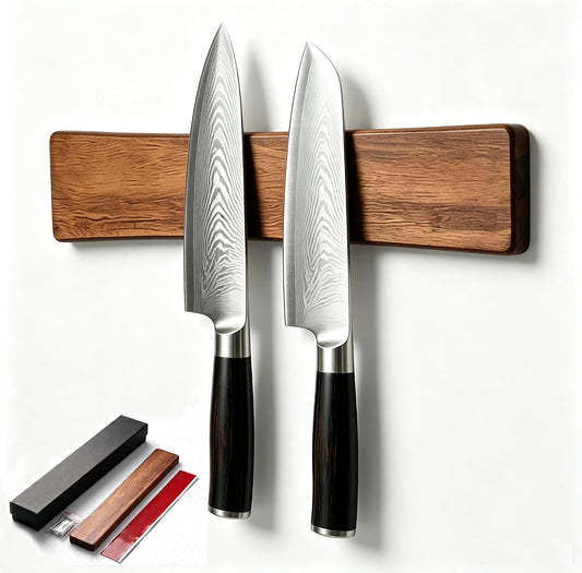 12 Inch Magnetic Knife Strip, Acacia Wood Knife Magnetic Holder | Wall & Refrigerator Mount, No Drilling Adhesive, Strong Magnetic Strip, Kitchen Utensil & Tool Organizer
