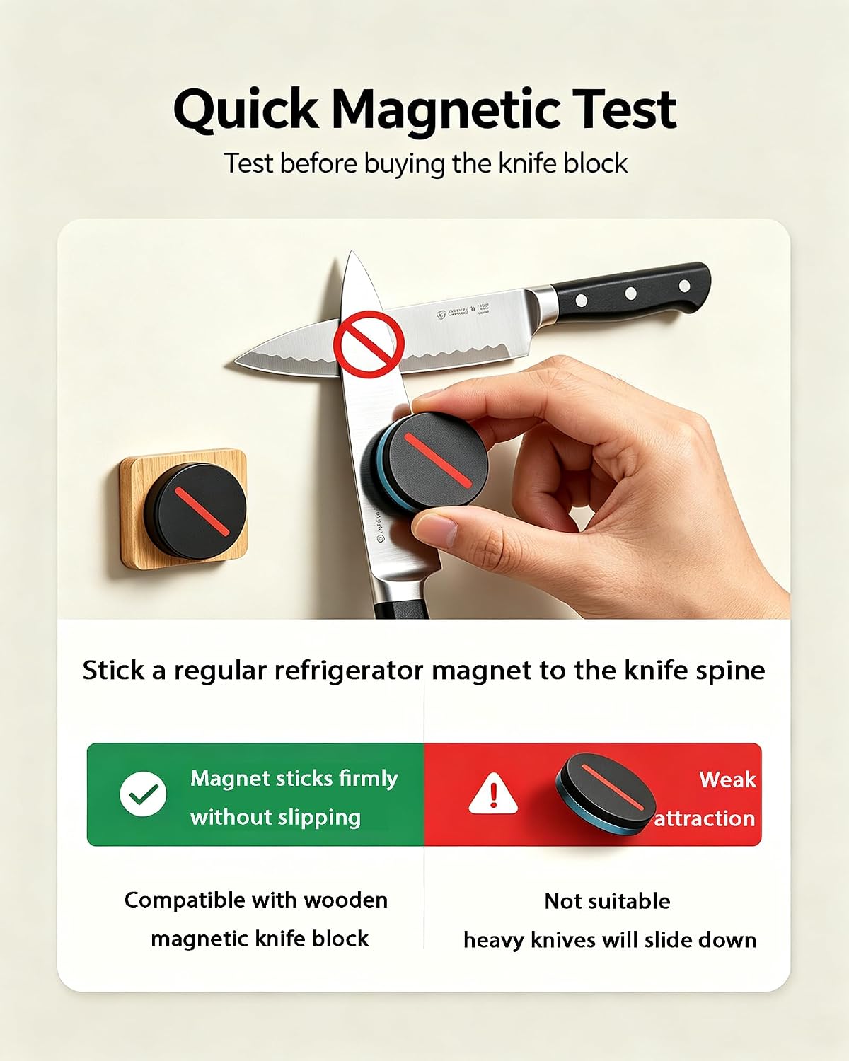 12 Inch Magnetic Knife Strip, Acacia Wood Knife Magnetic Holder | Wall & Refrigerator Mount, No Drilling Adhesive, Strong Magnetic Strip, Kitchen Utensil & Tool Organizer