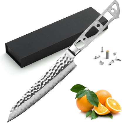 KATSURA Woodworking Project Kit – Japanese Premium AUS 10, Hammered 3-Layer Forged Steel – Classic Style Handle – NO LOGO (6.5-in with 35mm wide blade Petty Utility Chef Knife Blank)