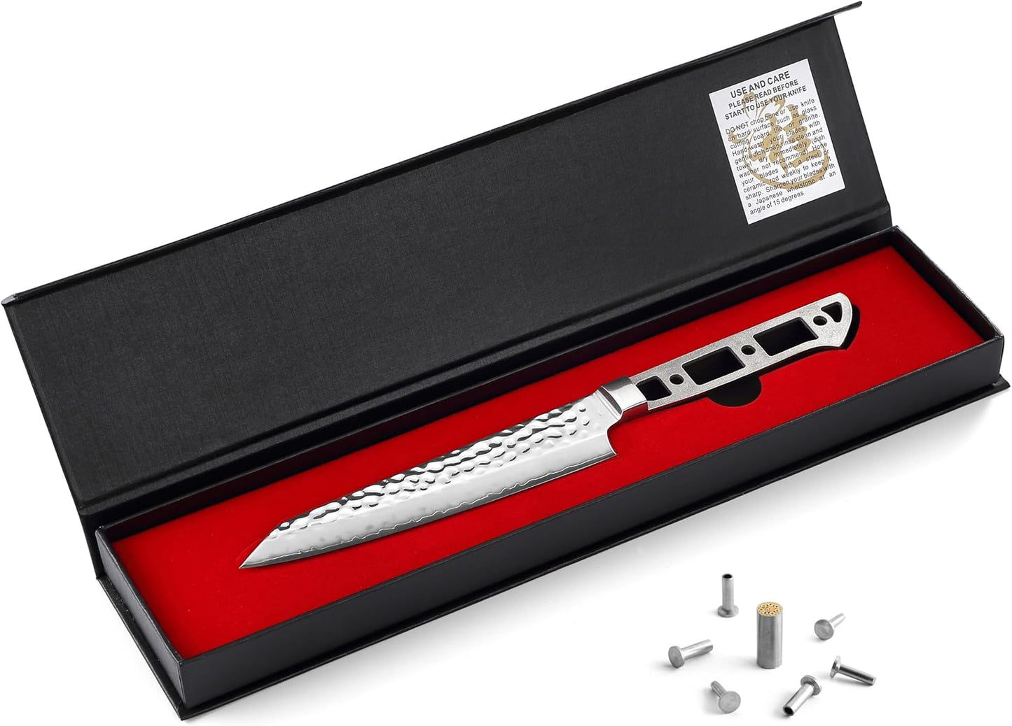 KATSURA Woodworking Project Kit – Japanese Premium AUS 10, Hammered 3-Layer Forged Steel – Classic Style Handle – NO LOGO (6.5-in with 35mm wide blade Petty Utility Chef Knife Blank)