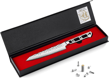 KATSURA Woodworking Project Kit – Japanese Premium AUS 10, Hammered 3-Layer Forged Steel – Classic Style Handle – NO LOGO (6.5-in with 35mm wide blade Petty Utility Chef Knife Blank)