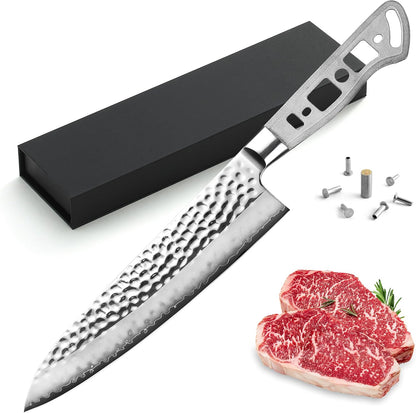KATSURA Woodworking Project Kit – Japanese Premium AUS 10, Hammered 3-Layer Forged Steel – Classic Style Handle – NO LOGO (6.5-in with 35mm wide blade Petty Utility Chef Knife Blank)