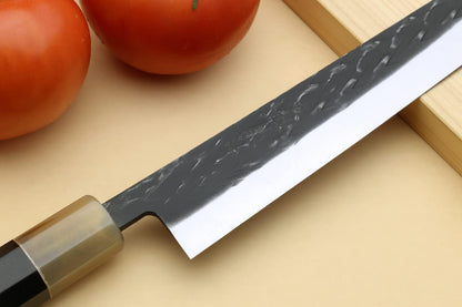 Yoshihiro High Performance SLD Kurouchi Sujihiki Kiritsuke Slicer Knife Ebony Handle (10.5"(270mm) & No Saya)