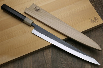 Yoshihiro High Performance SLD Kurouchi Sujihiki Kiritsuke Slicer Knife Ebony Handle (10.5"(270mm) & No Saya)