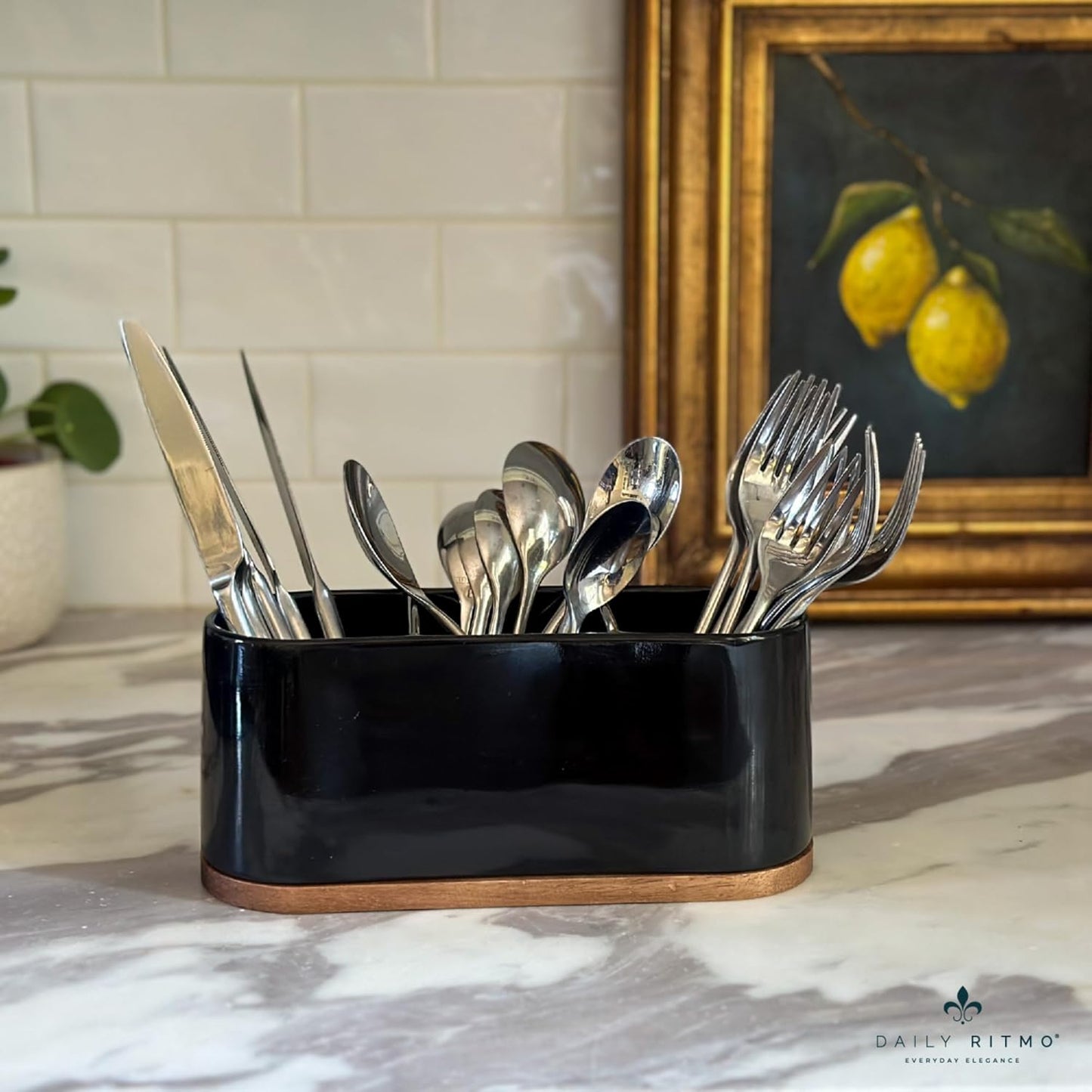 ® White Countertop Silverware Holder