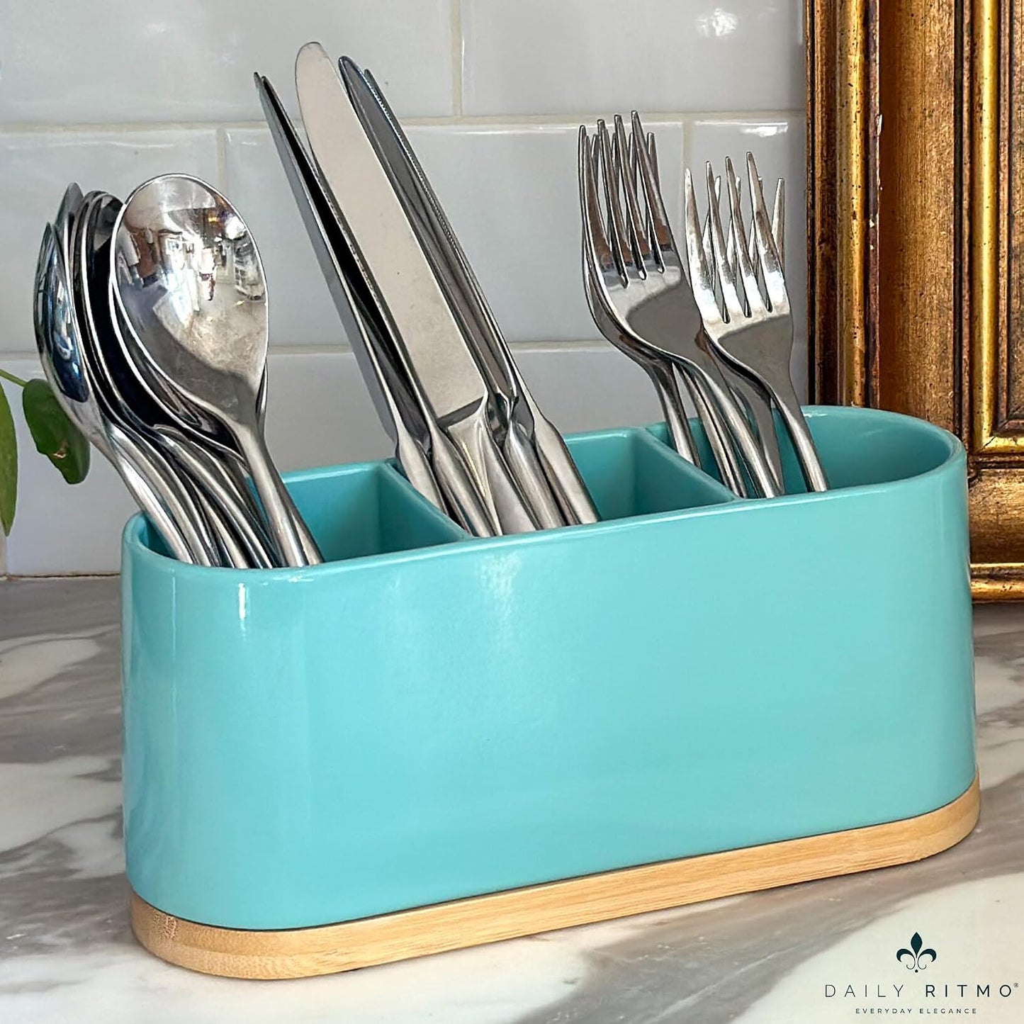 ® White Countertop Silverware Holder