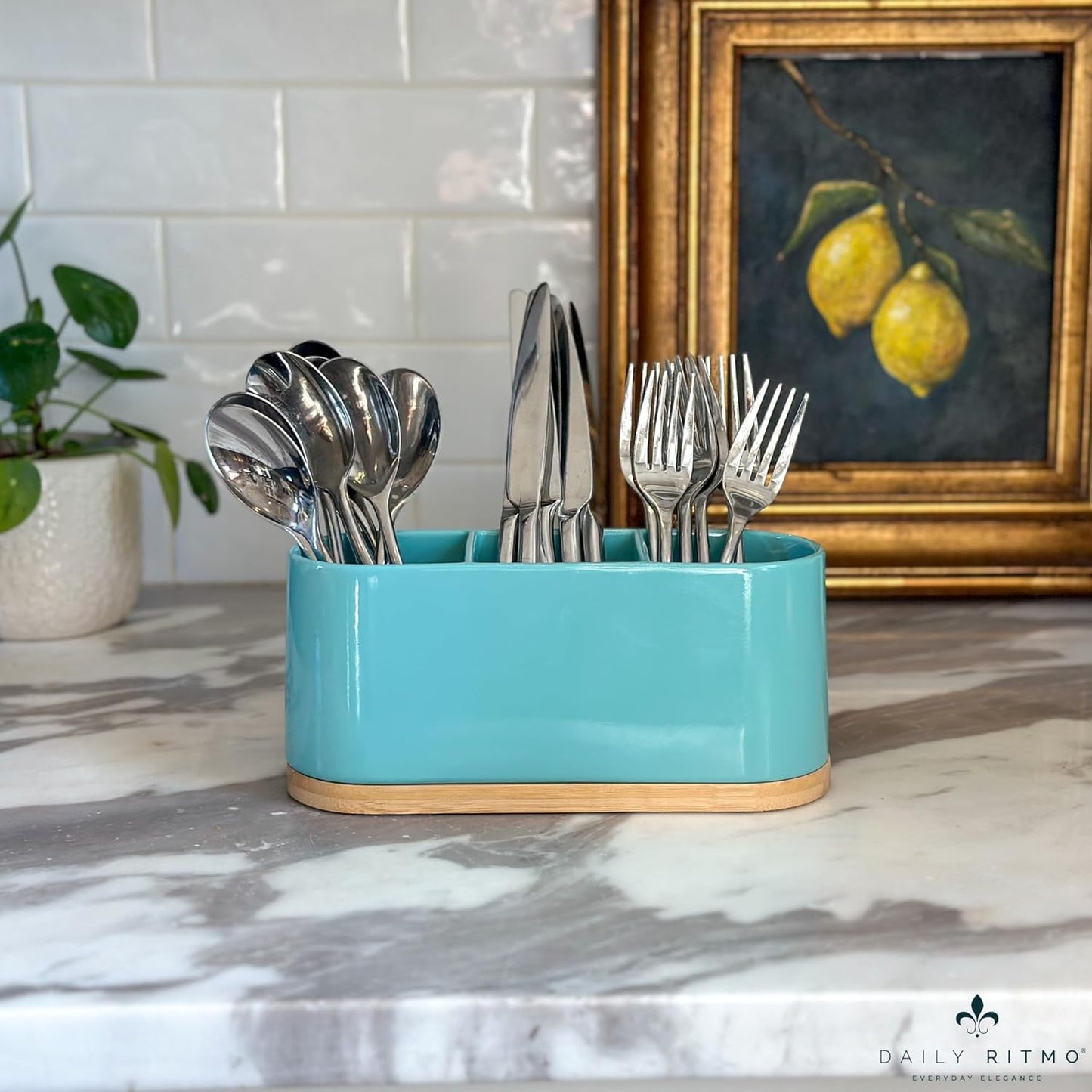 ® White Countertop Silverware Holder