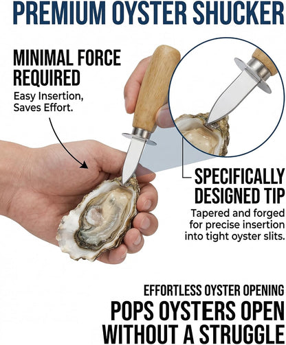 Oyster Shucking Knife, 2 Pack Oyster Knife Shucker Set with 2 Professional Grade Cut Resistant Gloves, Stainless Steel Seafood Opener Tools