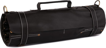 Premium Leather Chef Knife Roll Bag – 18 Slot Knife & Tool Holder | Travel-Friendly Cutlery Organizer for Professional Chefs & Culinary Experts