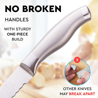 Bread Knife for Homemade Bread – Ultra Sharp 13-Inch Stainless Steel Serrated Knife for Sourdough, Bagels – Wavy Blade Edge Cutter & Slicer with Sturdy Handle, Great Gift – Silver