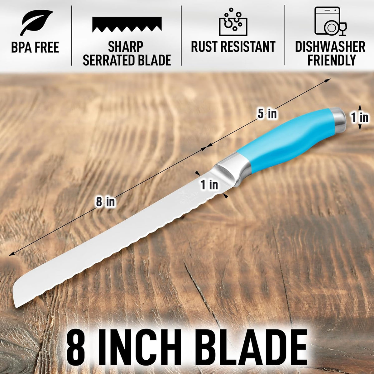 Bread Knife for Homemade Bread – Ultra Sharp 13-Inch Stainless Steel Serrated Knife for Sourdough, Bagels – Wavy Blade Edge Cutter & Slicer with Sturdy Handle, Great Gift – Silver