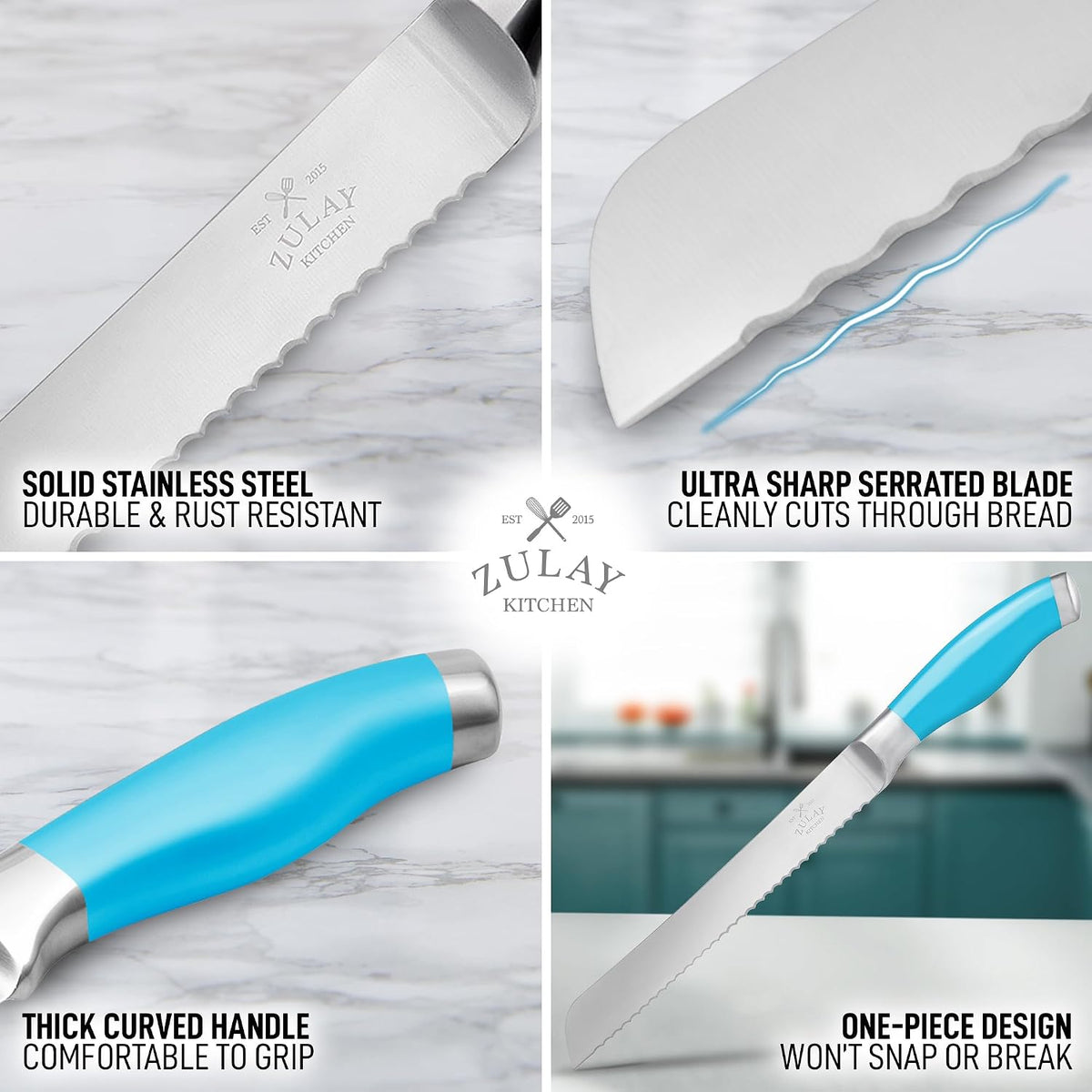 Bread Knife for Homemade Bread – Ultra Sharp 13-Inch Stainless Steel Serrated Knife for Sourdough, Bagels – Wavy Blade Edge Cutter & Slicer with Sturdy Handle, Great Gift – Silver