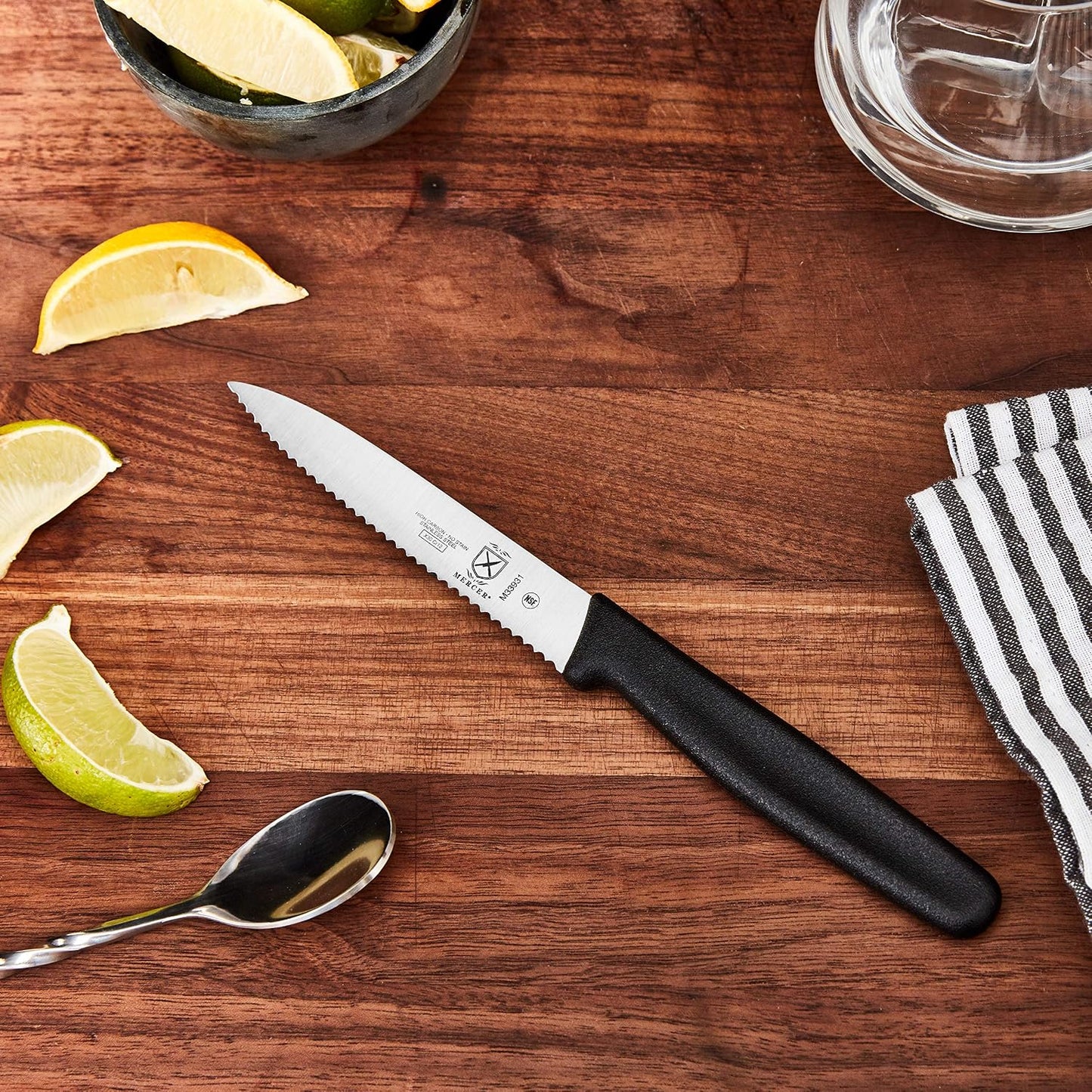 Pointed Tip Wavy Bar Knife, 4 Edge, Black