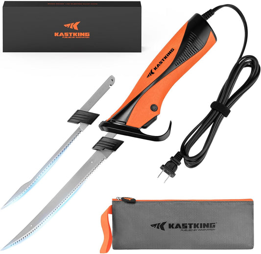 Speed Demon 110v Electric Fillet Knife for Fish | 7"&9" Blades, 15500 RPM AC Motor, 420 Stainless Blade, Non-Slip Grip & Safety Lock, 8 Foot Power Cord, Protective Case